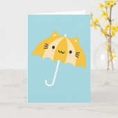 Kawaii Cat Umbrella Karte (Gelbe Blume)
