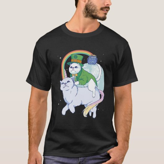 Kawaii Cat Unicorn Leprechaun St Patrick's Day, Ca T-Shirt (Vorderseite)