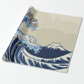 Kawaii Cat Wave Wrapping Paper Geschenkpapier (Ungerollt)