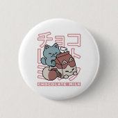 Kawaii Cat with Chocolate Milk – Japanese Pop Art Button (Vorderseite)