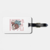 Kawaii Cat with Chocolate Milk – Japanese Pop Art Gepäckanhänger (Rückseite horizontal)