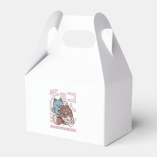 Kawaii Cat with Chocolate Milk – Japanese Pop Art  Geschenkschachtel (Rückseite)