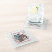 Kawaii Cat with Chocolate Milk – Japanese Pop Art  Glasuntersetzer (Schrägansicht)