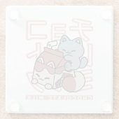 Kawaii Cat with Chocolate Milk – Japanese Pop Art  Glasuntersetzer (Rückseite)