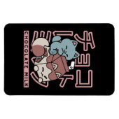 Kawaii Cat with Chocolate Milk – Japanese Pop Art Magnet (Horizontal)