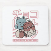 Kawaii Cat with Chocolate Milk – Japanese Pop Art  Mousepad (Vorne)