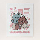 Kawaii Cat with Chocolate Milk – Japanese Pop Art Puzzle (Vertikal)