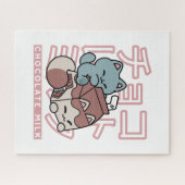 Kawaii Cat with Chocolate Milk – Japanese Pop Art  Puzzle (Horizontal)