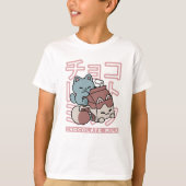 Kawaii Cat with Chocolate Milk – Japanese Pop Art T-Shirt (Vorderseite)