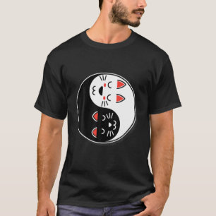 Kawaii Cat Yin Yang Cartoon Süße Tier Pet Lover T-Shirt