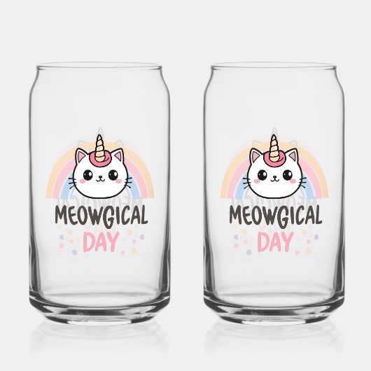 Kawaii Caticorn with Pastel Rainbow Dosenglas (Rückseite)