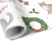 Kawaii Cats & Christmas Decorations Wrapping Paper Geschenkpapier (Rolleneckpunkt)