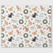 Kawaii Cats & Christmas Decorations Wrapping Paper Geschenkpapier (Flach)