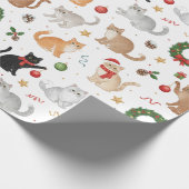 Kawaii Cats & Christmas Decorations Wrapping Paper Geschenkpapier (Ecke)