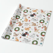 Kawaii Cats & Christmas Decorations Wrapping Paper Geschenkpapier (Ungerollt)