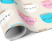 Kawaii Cats Cup of Tea Geschenkpapier (Rolleneckpunkt)