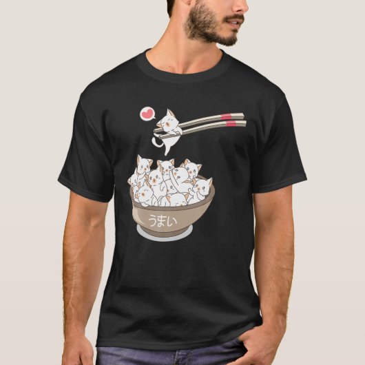 Kawaii Cats Haustiere Ramen Noodles Japanisch Sush T-Shirt (Vorderseite)