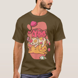 Kawaii Cats Kitten Lollipop Japanische Kunst T-Shirt