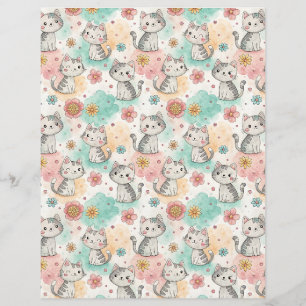 Kawaii Cats Kitty pattern Scrapbook Papier