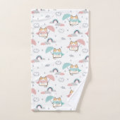 Kawaii Cats Rainy Day Pattern Badetuch Set (Handtuch)
