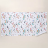 Kawaii Cats Rainy Day Pattern Beach Handtuch (Vorderseite)