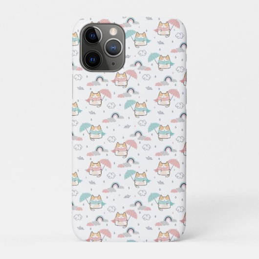 Kawaii Cats Rainy Day Pattern Case-Mate iPhone Hülle (Rückseite)