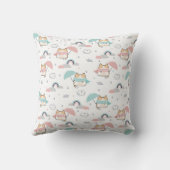 Kawaii Cats Rainy Day Pattern Throw Kissen (Rückseite)