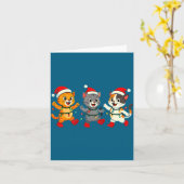 Kawaii Cats Santa Hat Dancing Lights Christmas Dan Karte (Gelbe Blume)