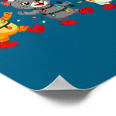 Kawaii Cats Santa Hat Dancing Lights Christmas Dan Poster (Ecke)