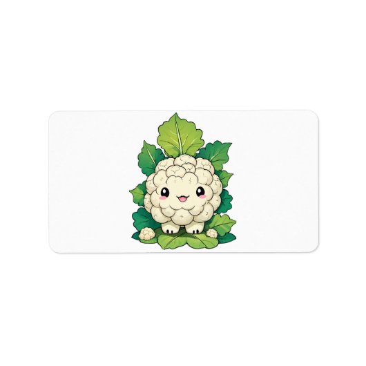 Kawaii Cauliflower Adressaufkleber (Vorne)