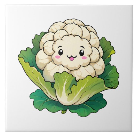 Kawaii Cauliflower Fliese (Vorderseite)