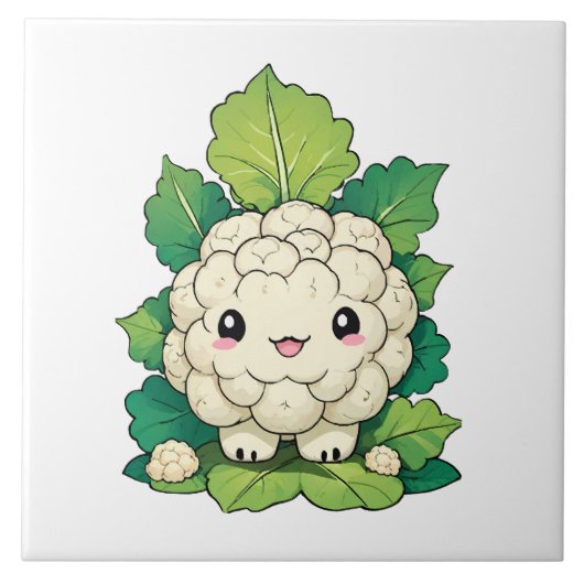 Kawaii Cauliflower Fliese (Vorderseite)
