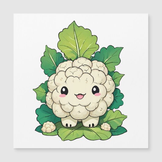 Kawaii Cauliflower Magnetkarte (Vorderseite)