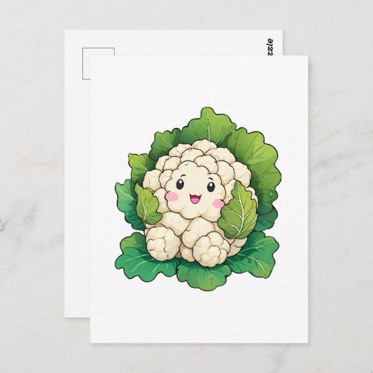 Kawaii Cauliflower Postkarte (Vorne/Hinten)