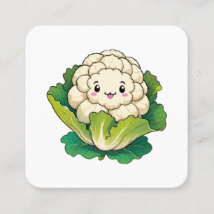Kawaii Cauliflower Quadratische Visitenkarte