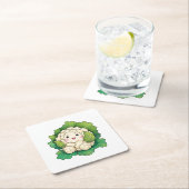 Kawaii Cauliflower Rechteckiger Pappuntersetzer (Vor Ort)