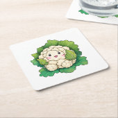 Kawaii Cauliflower Rechteckiger Pappuntersetzer (angewinkelt)
