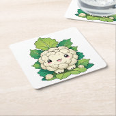 Kawaii Cauliflower Rechteckiger Pappuntersetzer (angewinkelt)