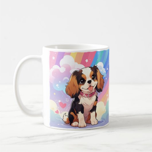 Kawaii Cavalier King Charles Pastel Rainbow Kaffeetasse (Links)