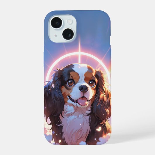 Kawaii Cavalier King Charles Pastel Rainbow sky iPhone 15 Hülle (Rückseite)