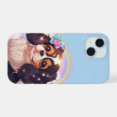 Kawaii Cavalier King Charles Pastel Rainbow sky iPhone 15 Hülle (Rückseite (Horizontal))