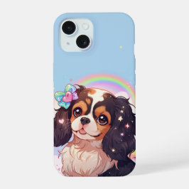 Kawaii Cavalier King Charles Pastel Rainbow sky iPhone 15 Hülle