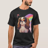 Kawaii Cavalier King Charles Pastel Rainbow sky T-Shirt (Vorderseite)