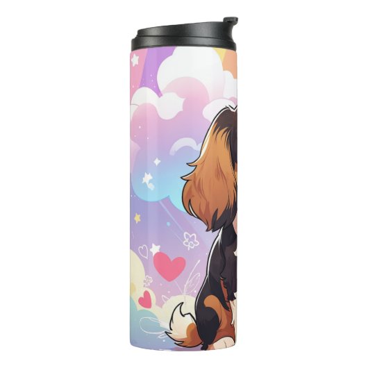 Kawaii Cavalier King Charles Pastel Rainbow Thermosbecher (Nach links gedreht)