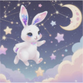 Kawaii Celestial Bunny – Pastel Cosmic Aufkleber (Vorderseite)