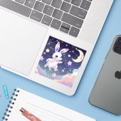 Kawaii Celestial Bunny – Pastel Cosmic Aufkleber (Laptop mit iPhone)