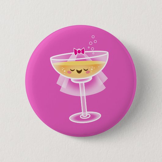 Kawaii Champagne Braut Button (Vorderseite)