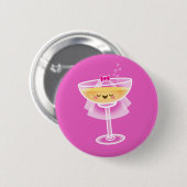 Kawaii Champagne Braut Button (Vorne & Hinten)