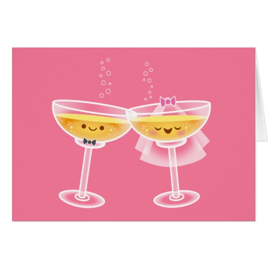 Kawaii Champagne Karte (Vorderseite (Horizontal))