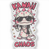 Kawaii Chaos Cool Axolotl Sunglasses LeatherJacket Aufkleber (Vorderseite)